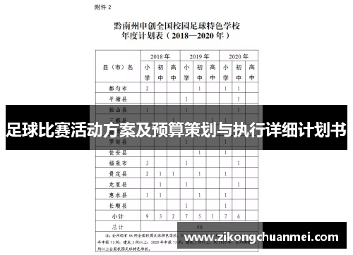 足球比赛活动方案及预算策划与执行详细计划书